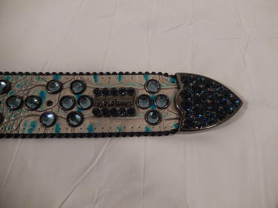 b.b. Simon Navy And Teal Crystal Belt - Dudes Boutique