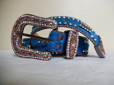 b.b. Simon Bronze & Blue Crystal Belt - Dudes Boutique