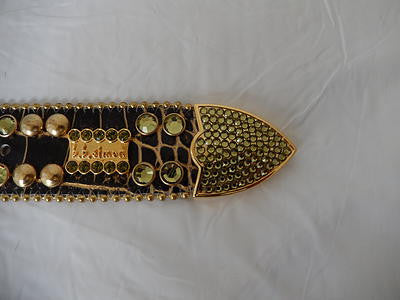 b.b. Simon Studded Golden Crystal Belt - Dudes Boutique