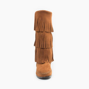 Minnetonka Brown 3-layer Fringe Boot Moccasins - Dudes Boutique