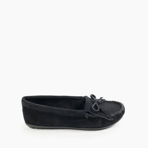 Minnetonka Black Kilty Hardsole Moccasins - Dudes Boutique