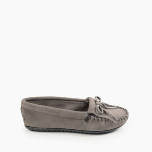 Minnetonka Grey Kilty Hardsole Moccasins - Dudes Boutique