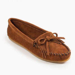 Minnetonka Brown Kilty Hardsole Moccasins - Dudes Boutique