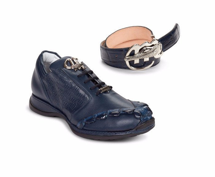 Mauri 8667 "Buonoparte" Blue Nappa/Hornback Sneaker - Dudes Boutique