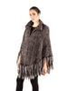 Volare Knitted Mink Poncho with Zipper & Fringes - Dudes Boutique