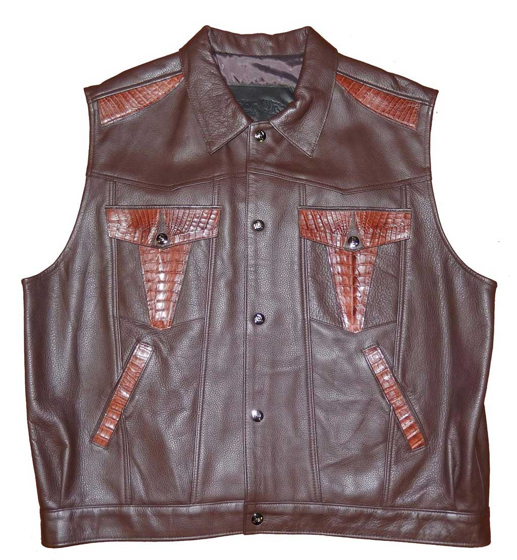 G-Gator Brown 901 Lambskin/Crocodile Vest - Dudes Boutique