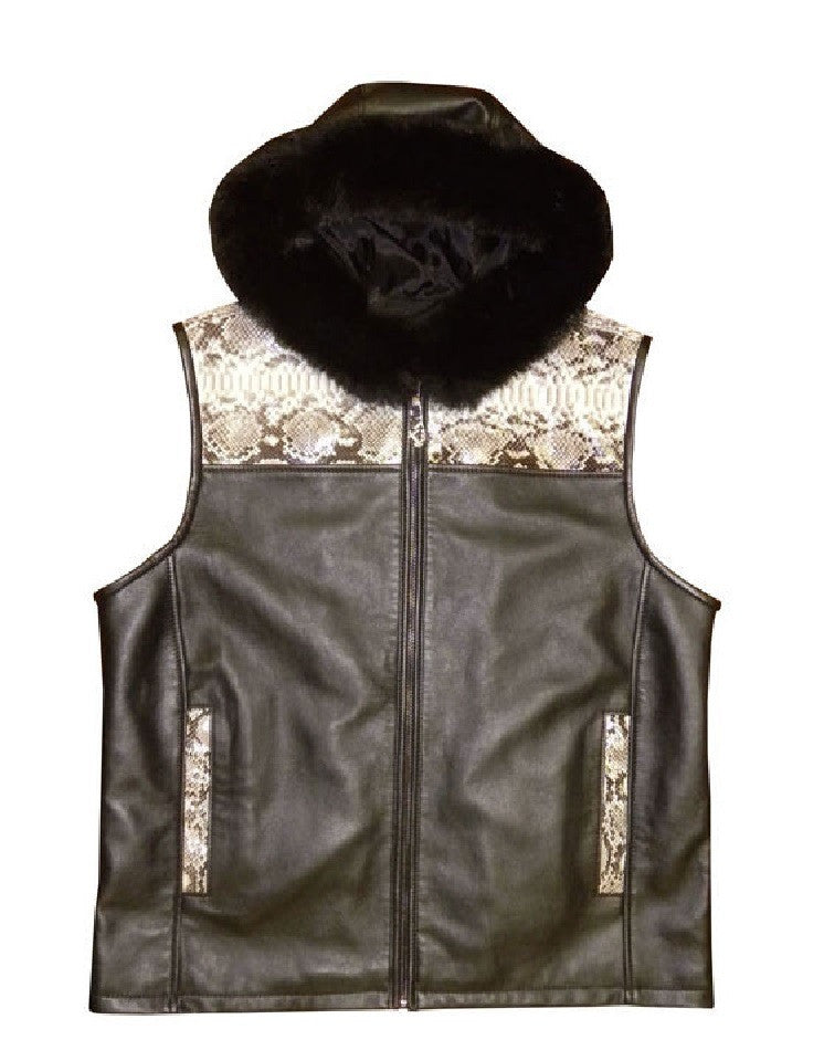 G-Gator - 902H Lambskin/Python Hooded Vest - Dudes Boutique