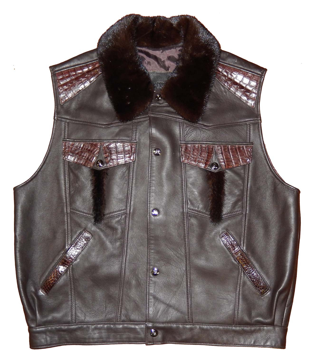 G-Gator - 921 Lambskin/Crocodile/Mink Vest - Dudes Boutique