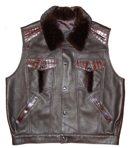 G-Gator - 921 Lambskin/Crocodile/Mink Vest - Dudes Boutique