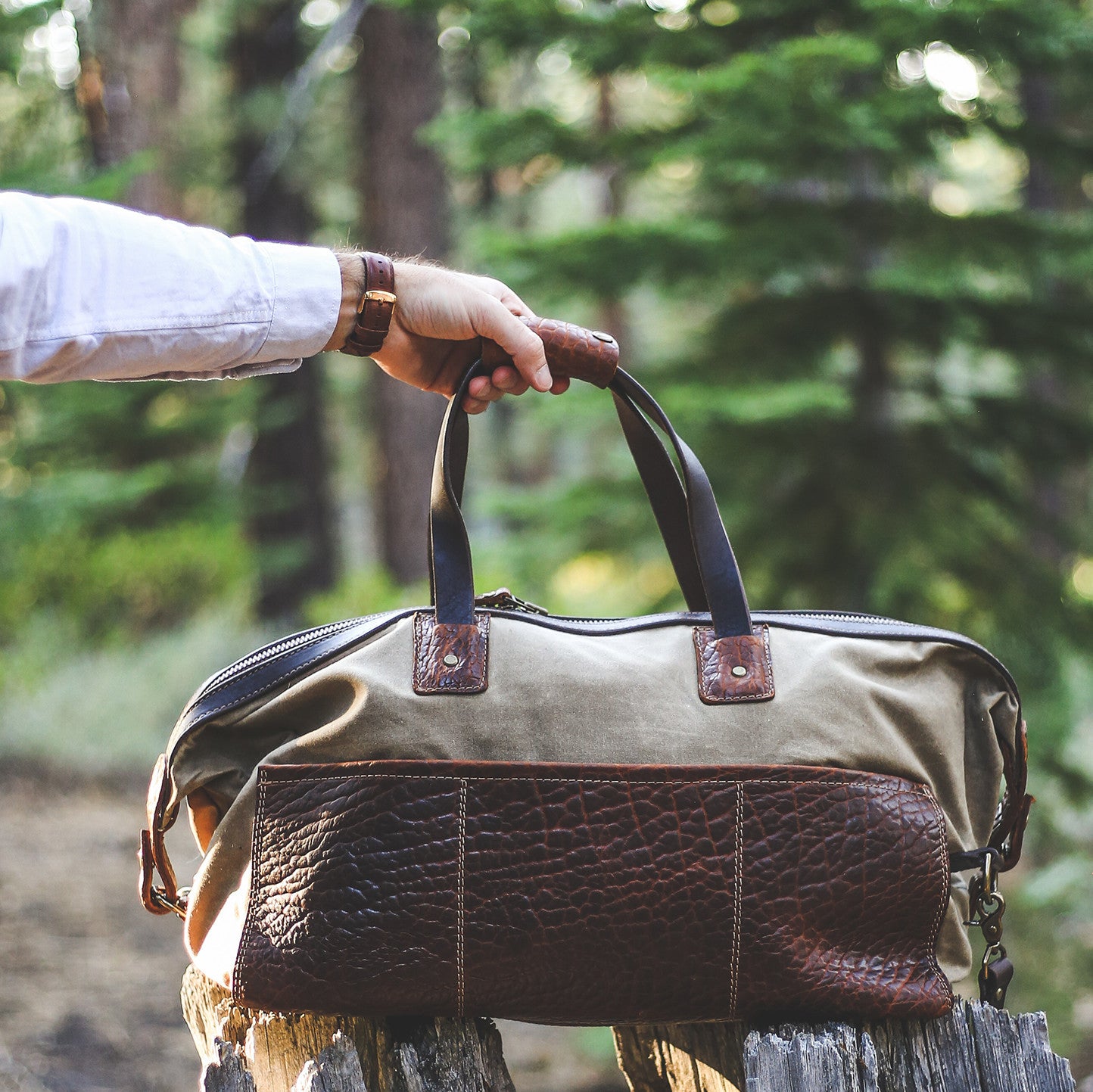 Coronado Leather Bison Redwood Duffel - Dudes Boutique