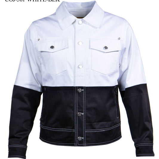 Prestige White/Black Double Stitched Jacket - Dudes Boutique