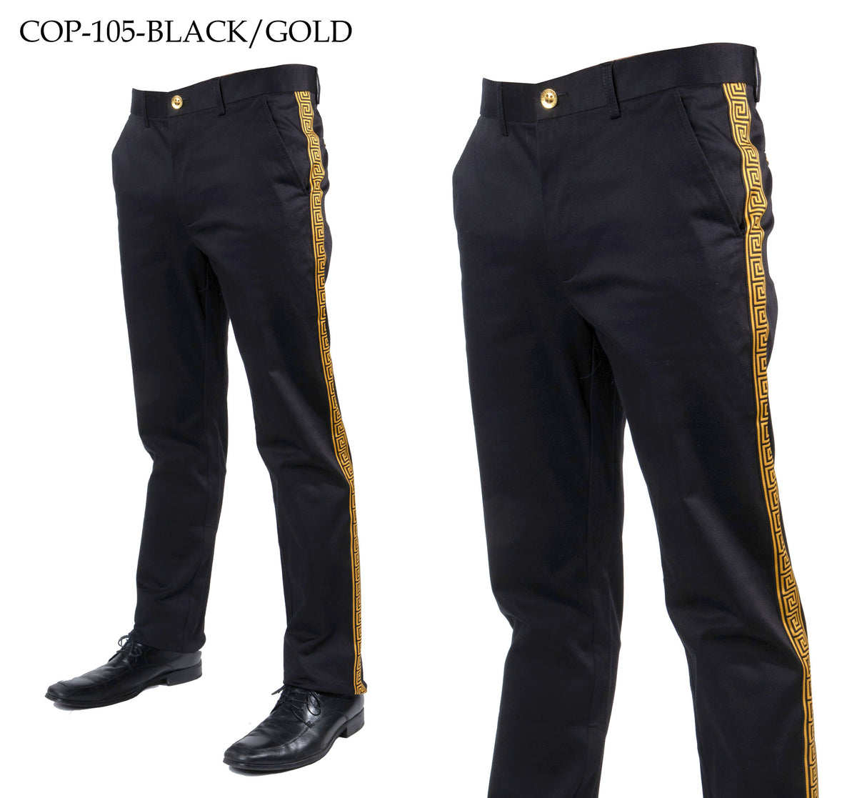 Prestige Black Gold Greek Key High-end Pants - Dudes Boutique