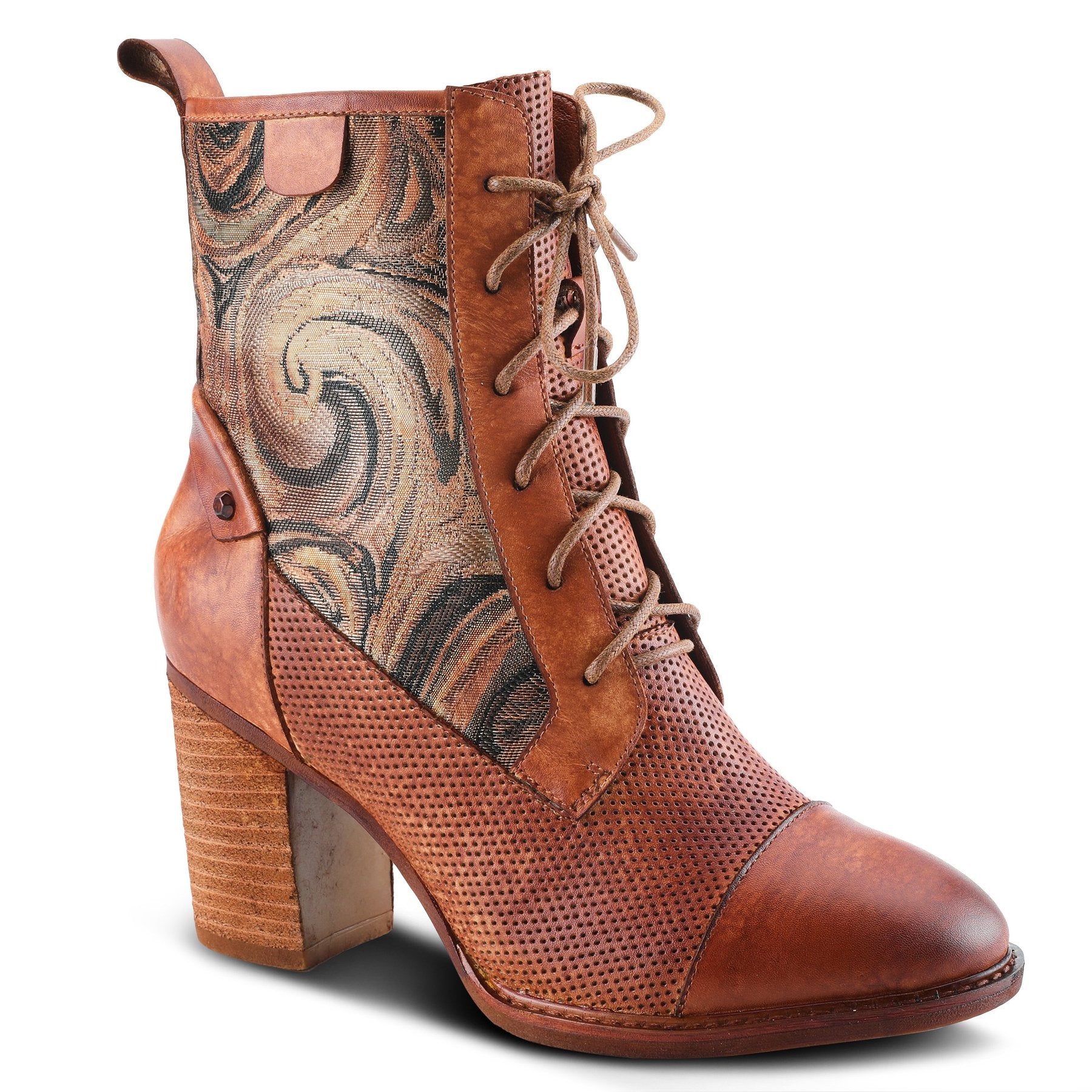 L'ARTISTE  'FANCIGIRL' Camel Leather Ankle Booties - Dudes Boutique