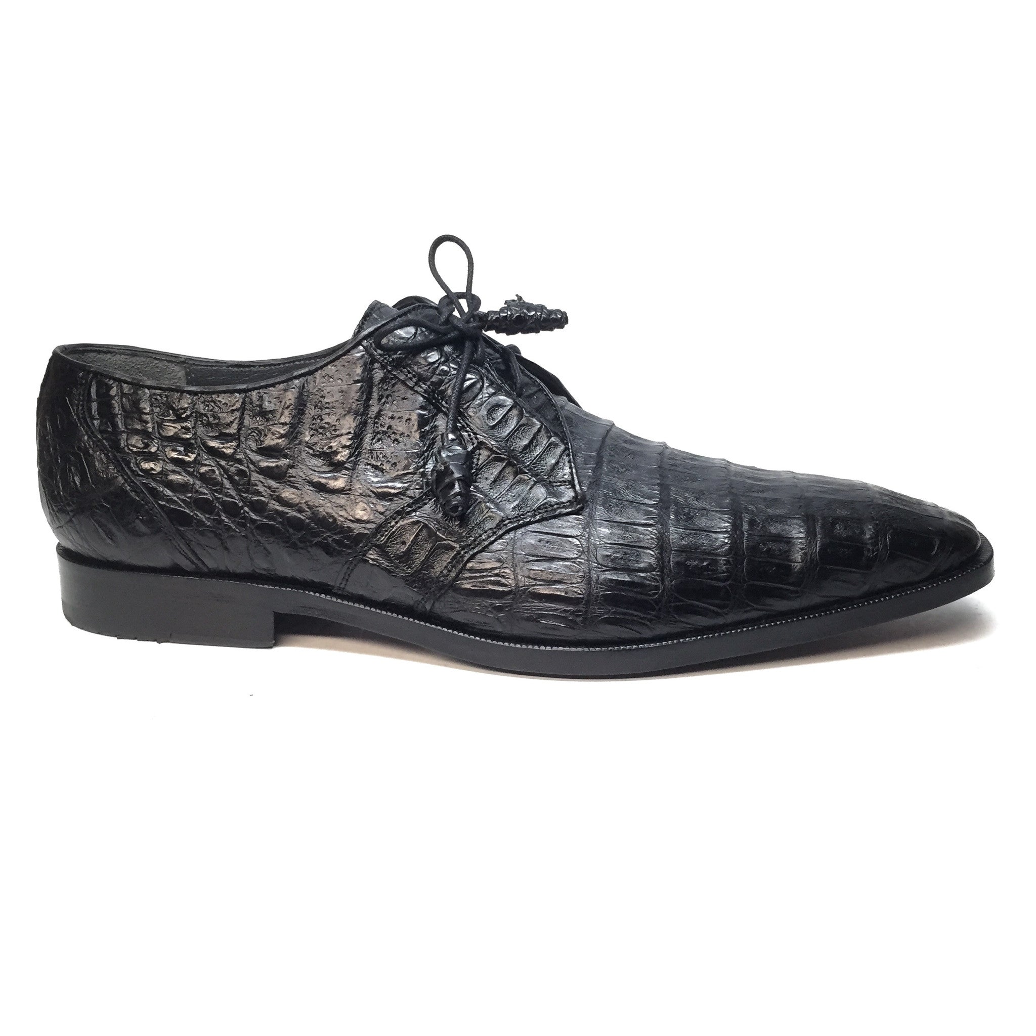 Los Altos Black All-Over Crocodile Lace Up Dress Shoes - Dudes Boutique