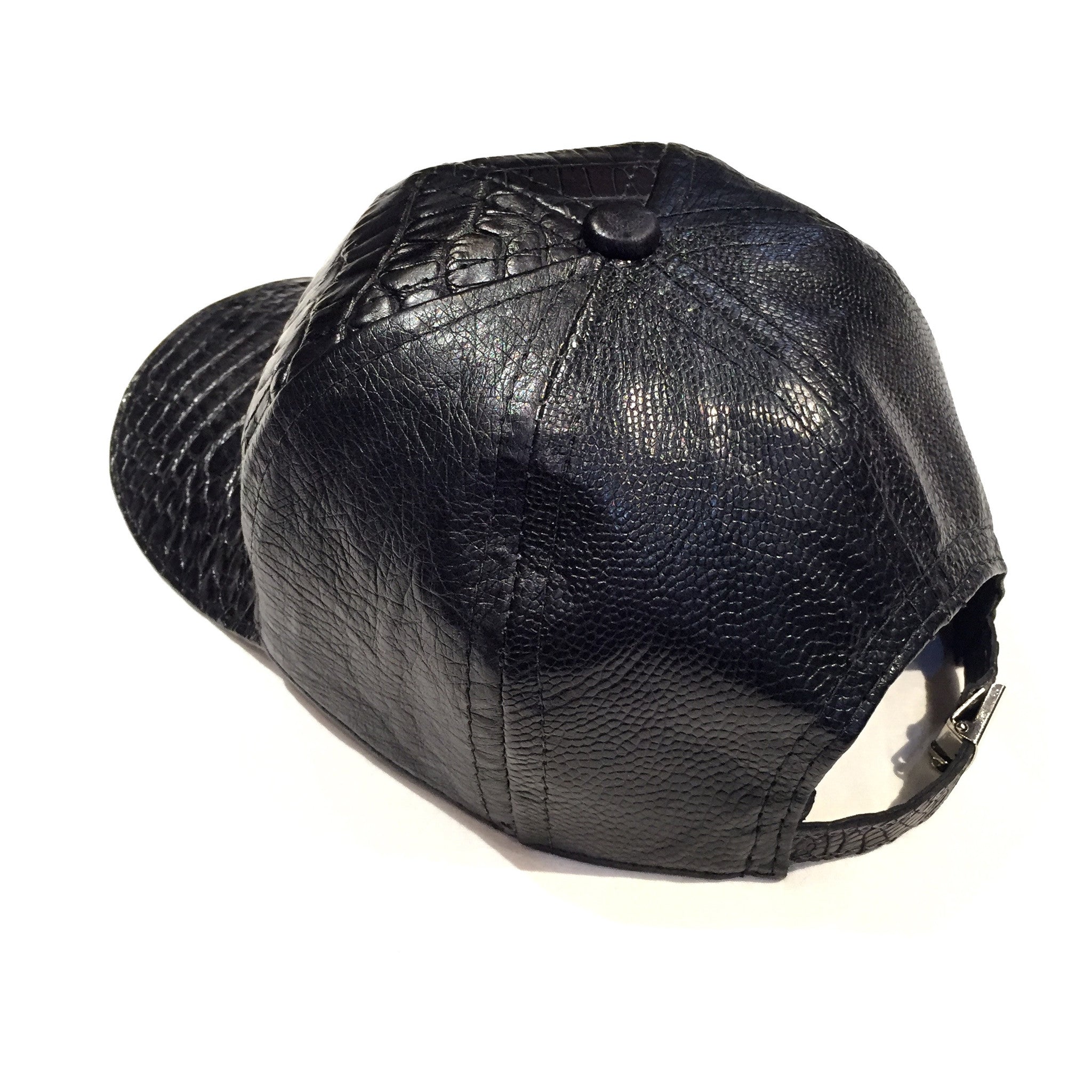 Safari Black Alligator/Ostrich Quill Strap back Hat - Dudes Boutique