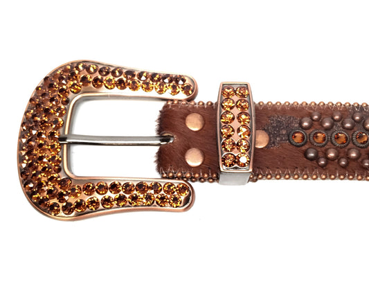 b.b. Simon - "Crosshairs" Pony Hair/Crystal Belt - Dudes Boutique