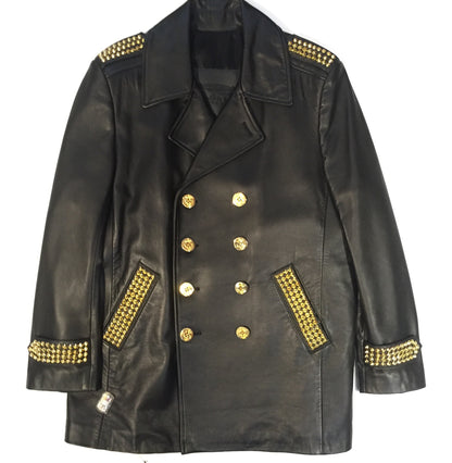 G-Gator - Studded Double-Breasted Leather Jacket - Dudes Boutique