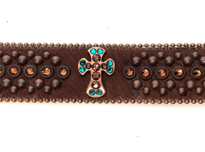 b.b. Simon - "Crosshairs" Pony Hair/Crystal Belt - Dudes Boutique