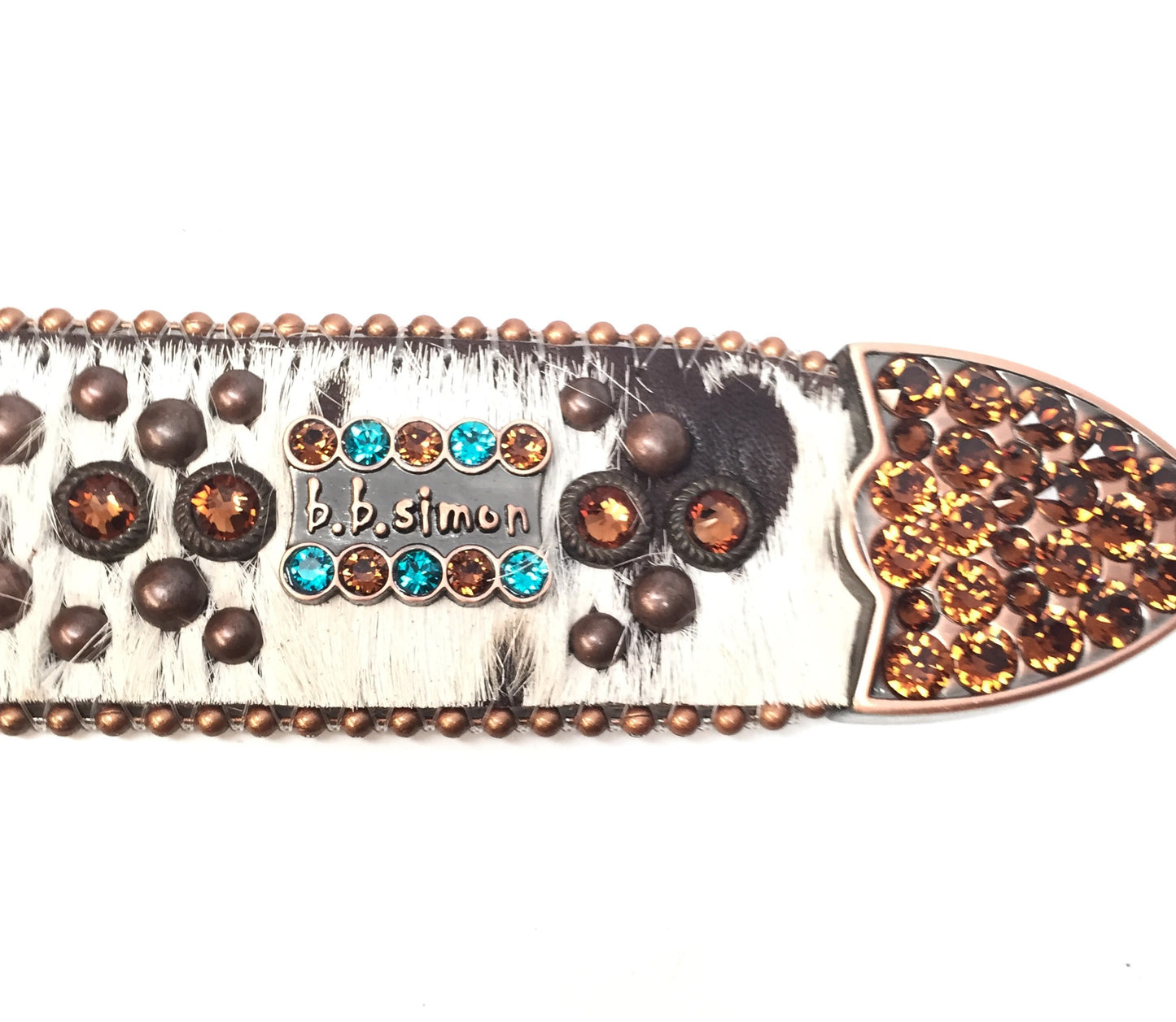 b.b. Simon - "Crosshairs" Pony Hair/Crystal Belt - Dudes Boutique