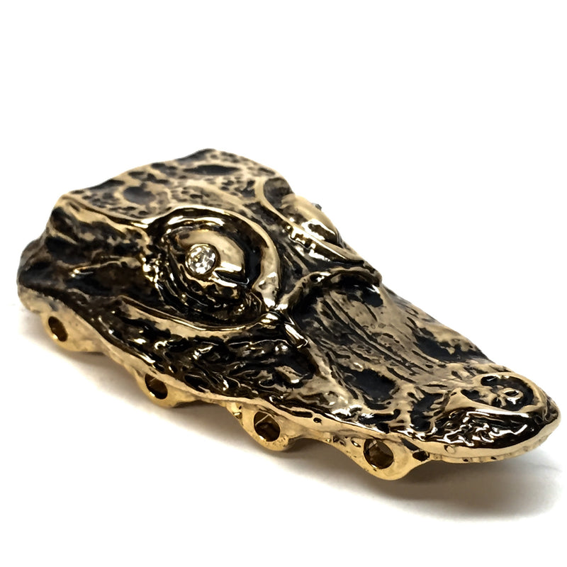 Mauri "Crystal Eye" Gold Gator Head Lace Holders - Dudes Boutique