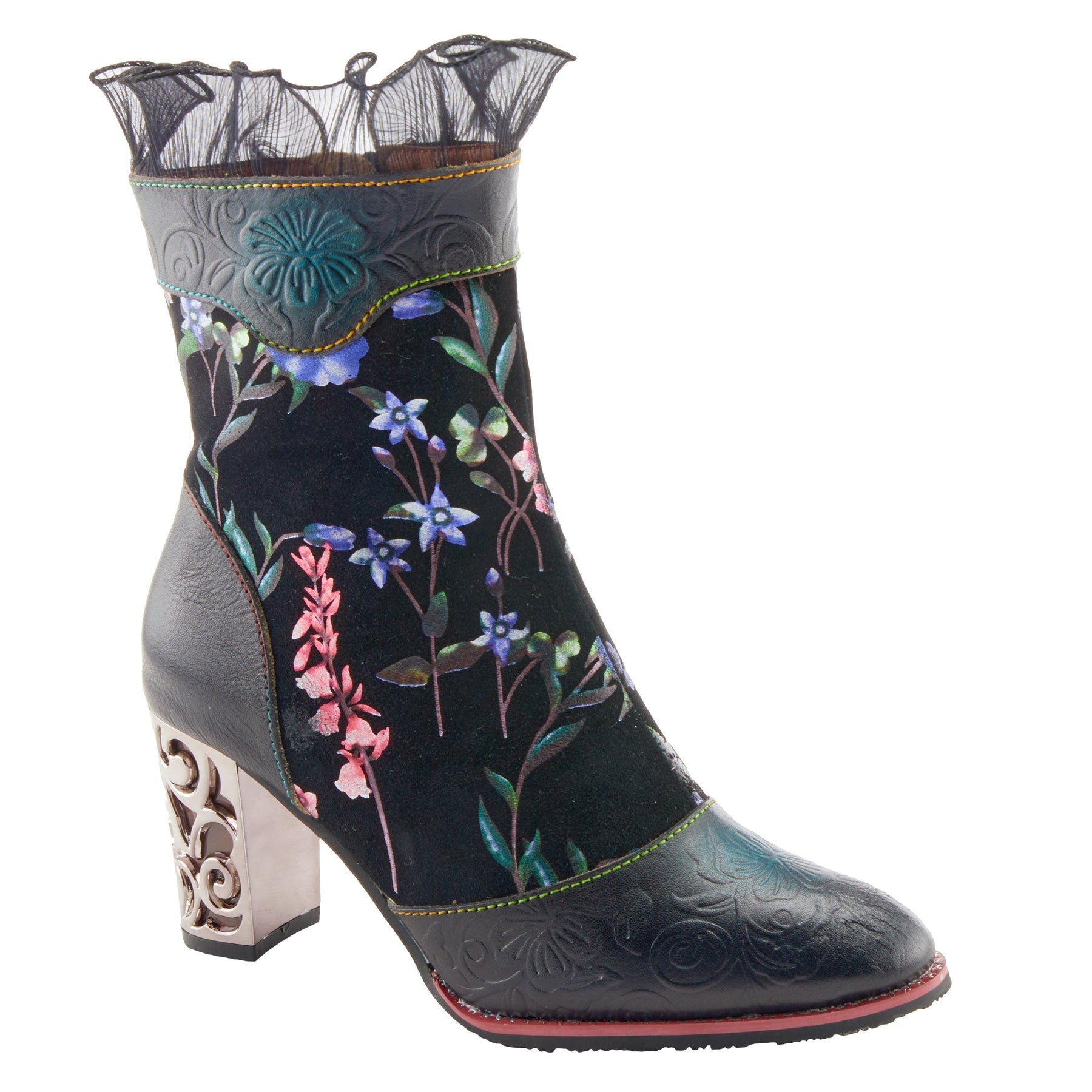 L`ARTISTE BLACK MULTI GAGA MID-CALF BOOTS - Dudes Boutique