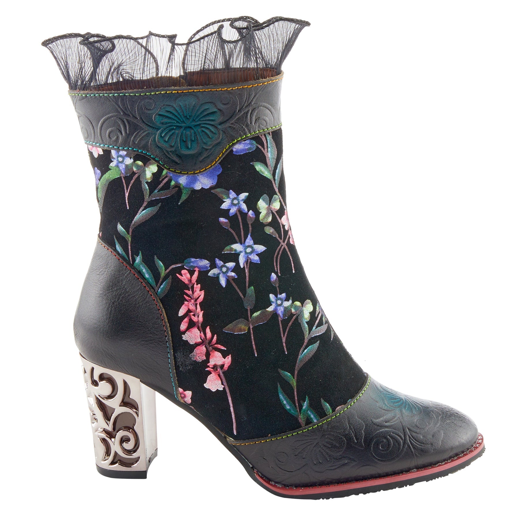 L`ARTISTE BLACK MULTI GAGA MID-CALF BOOTS - Dudes Boutique