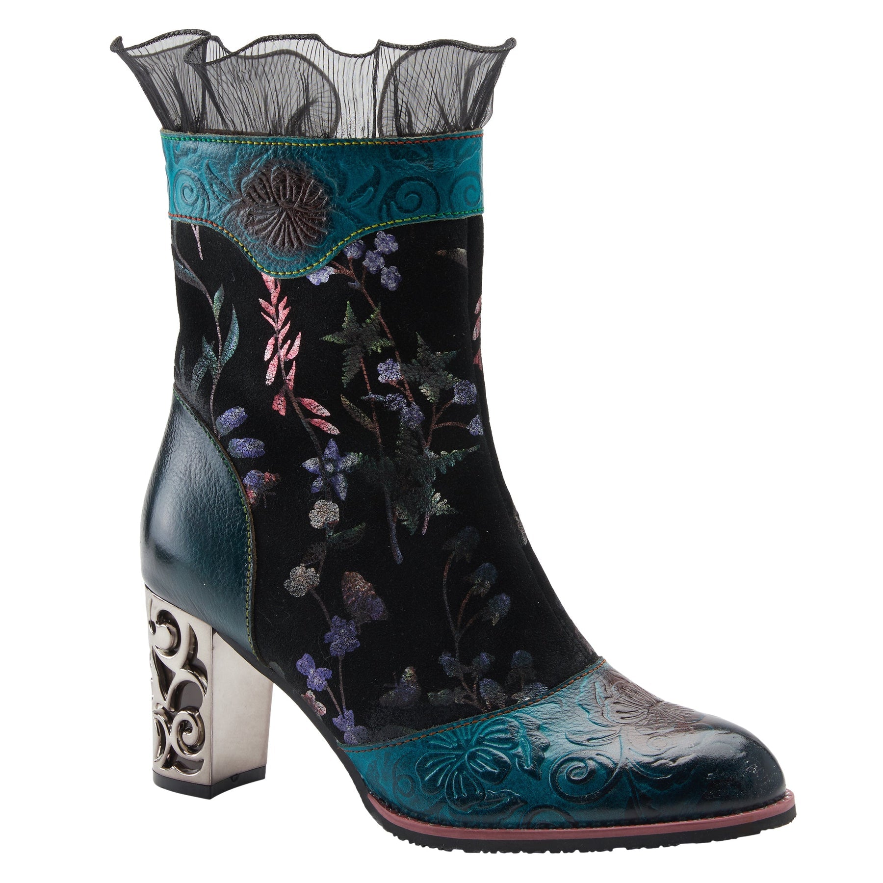 L`ARTISTE TURQUOISE MULTI GAGA MID-CALF BOOTS - Dudes Boutique