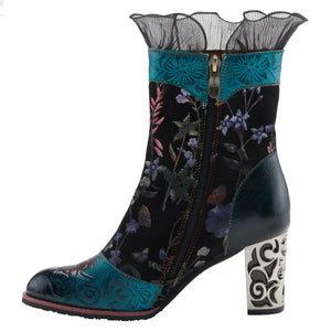 L`ARTISTE TURQUOISE MULTI GAGA MID-CALF BOOTS - Dudes Boutique