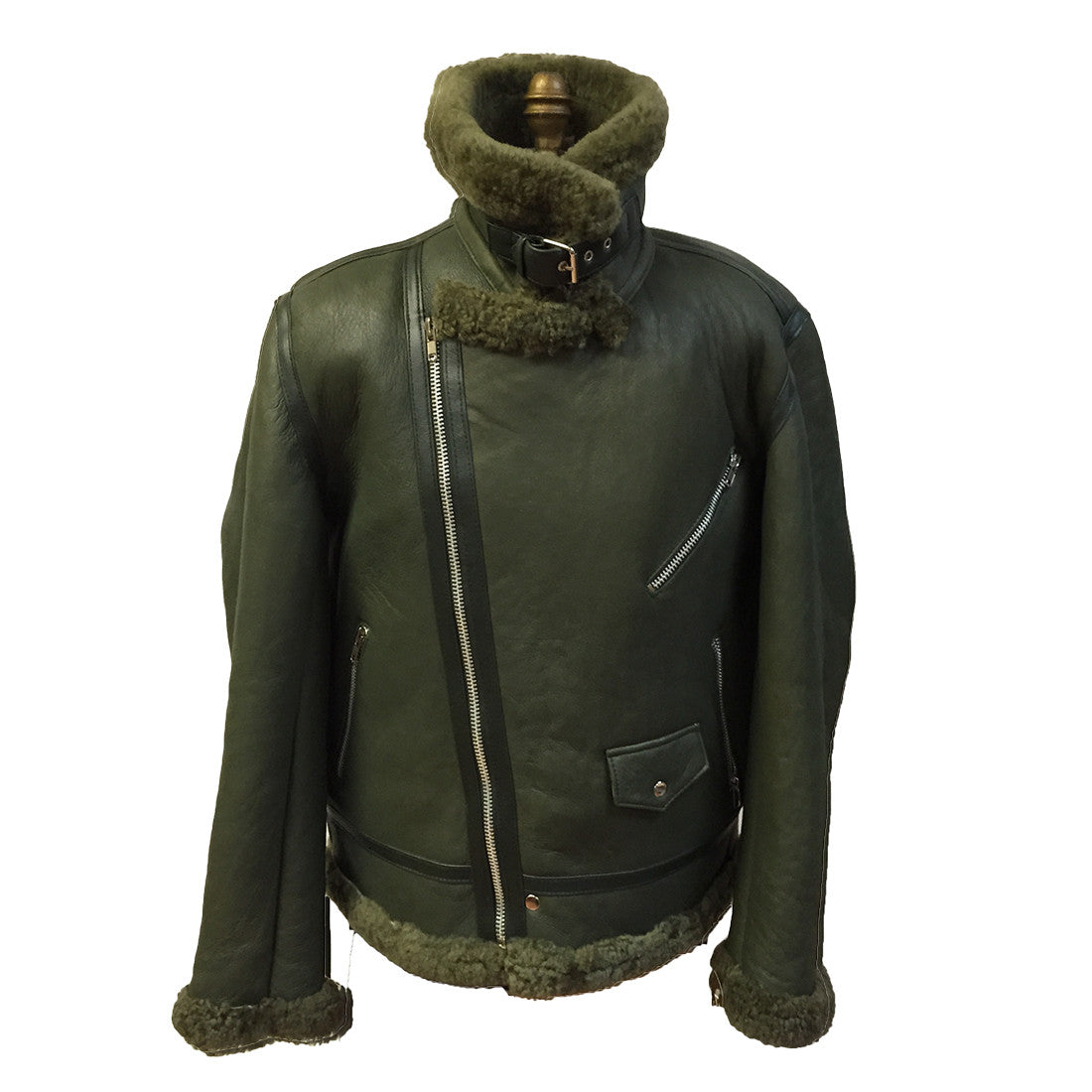 Jakewood - Shearling & Cow Racing Aviator Jacket - Dudes Boutique