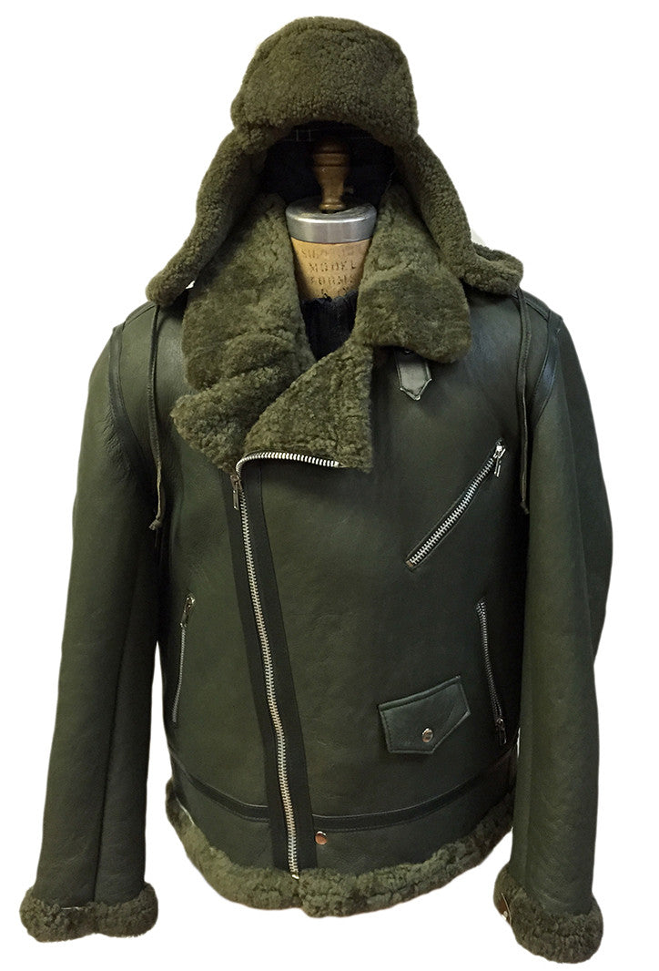 Jakewood - Shearling & Cow Racing Aviator Jacket - Dudes Boutique