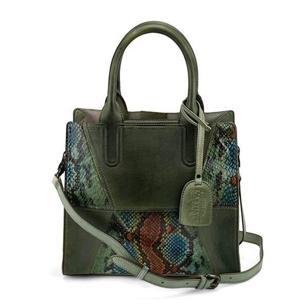 L'ARTISTE Ladies Olive Multi Embossed Python Hand Bag - Dudes Boutique