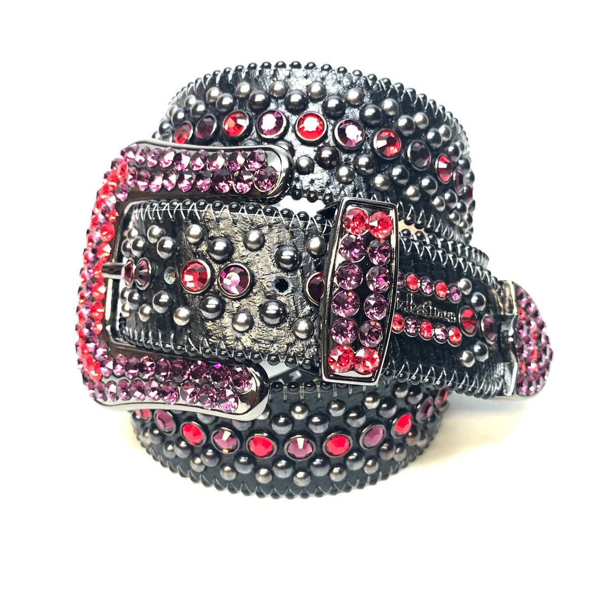 b.b. Simon Red Purple Fully Loaded Crystal Belt - Dudes Boutique