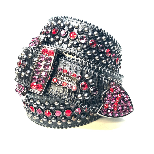 b.b. Simon Red Purple Fully Loaded Crystal Belt - Dudes Boutique