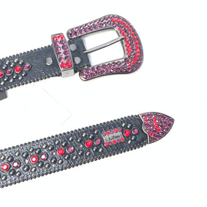 b.b. Simon Red Purple Fully Loaded Crystal Belt - Dudes Boutique