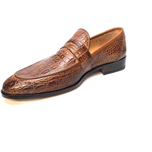 Mauri 4862 Brown Crocodile Belly Penny Loafers - Dudes Boutique