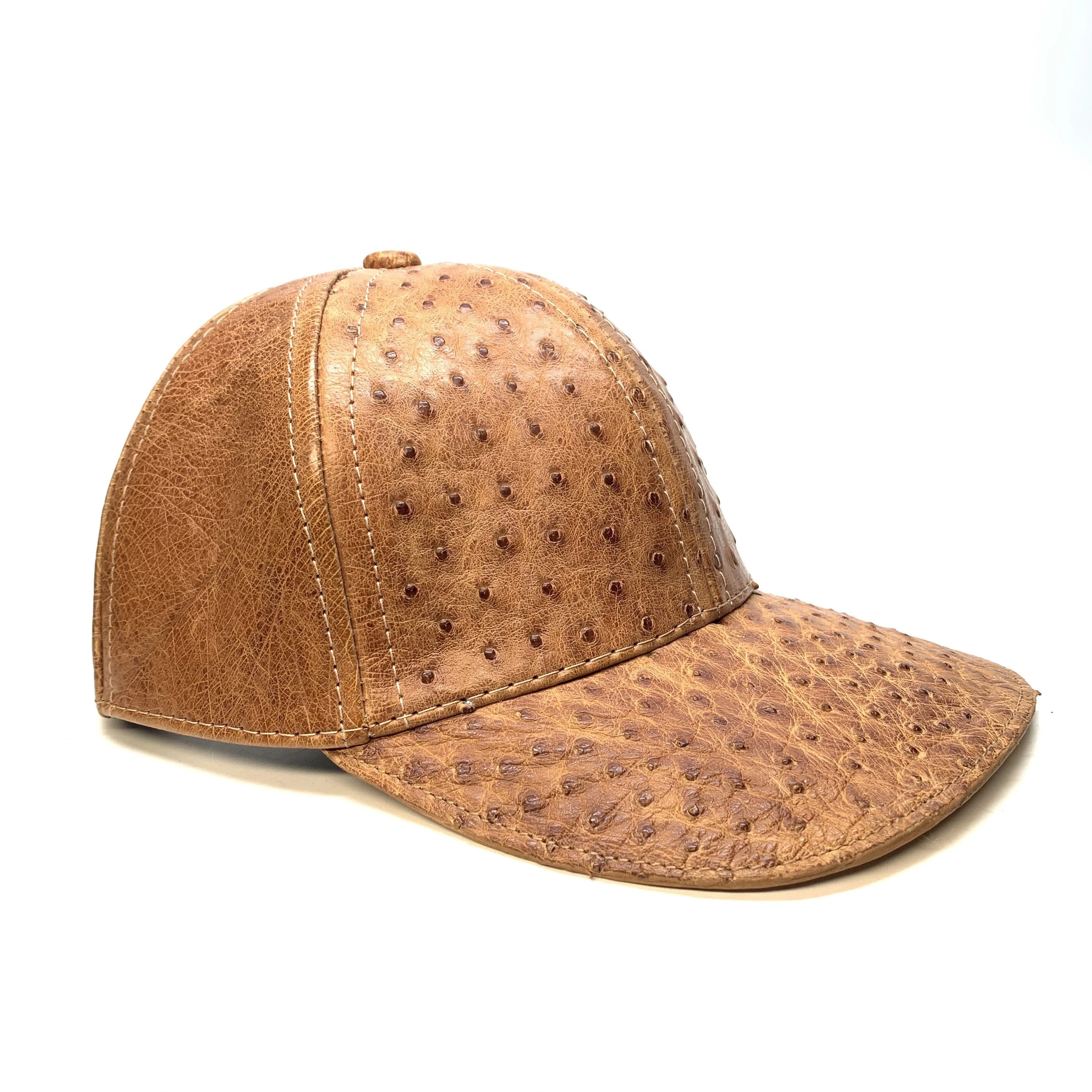 Kashani Ostrich Quill Cognac Strap-back Hat - Dudes Boutique