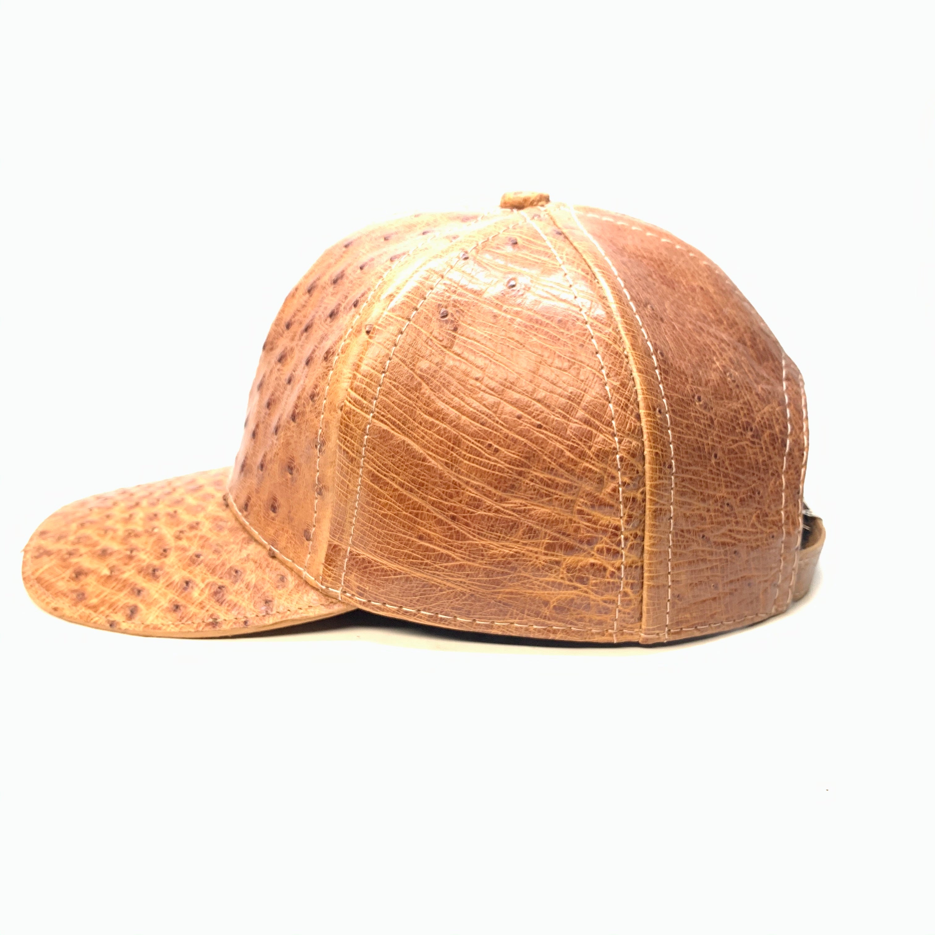 Kashani Ostrich Quill Cognac Strap-back Hat - Dudes Boutique