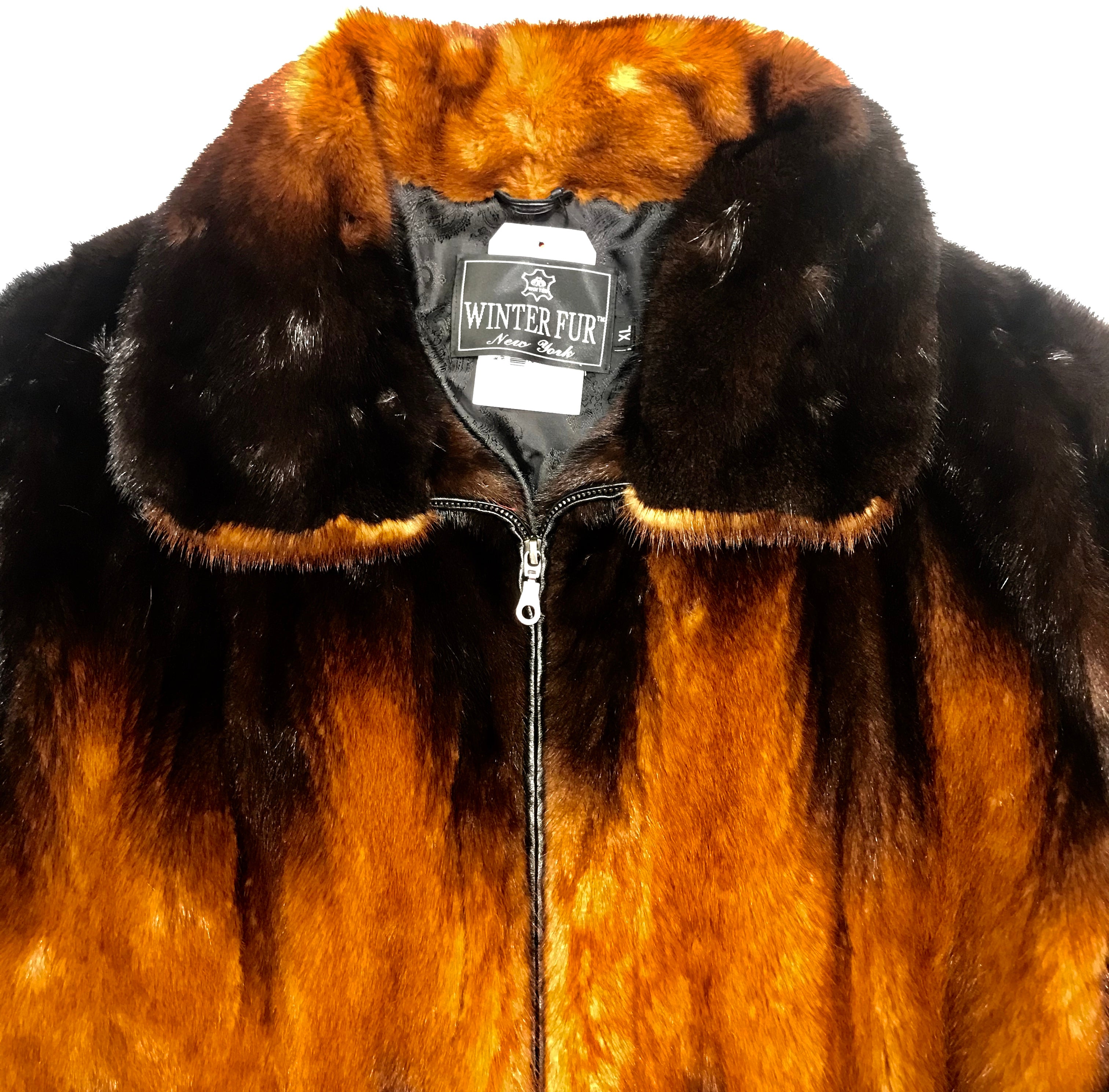 Kashani Cognac Full Mink Fur Coat - Dudes Boutique