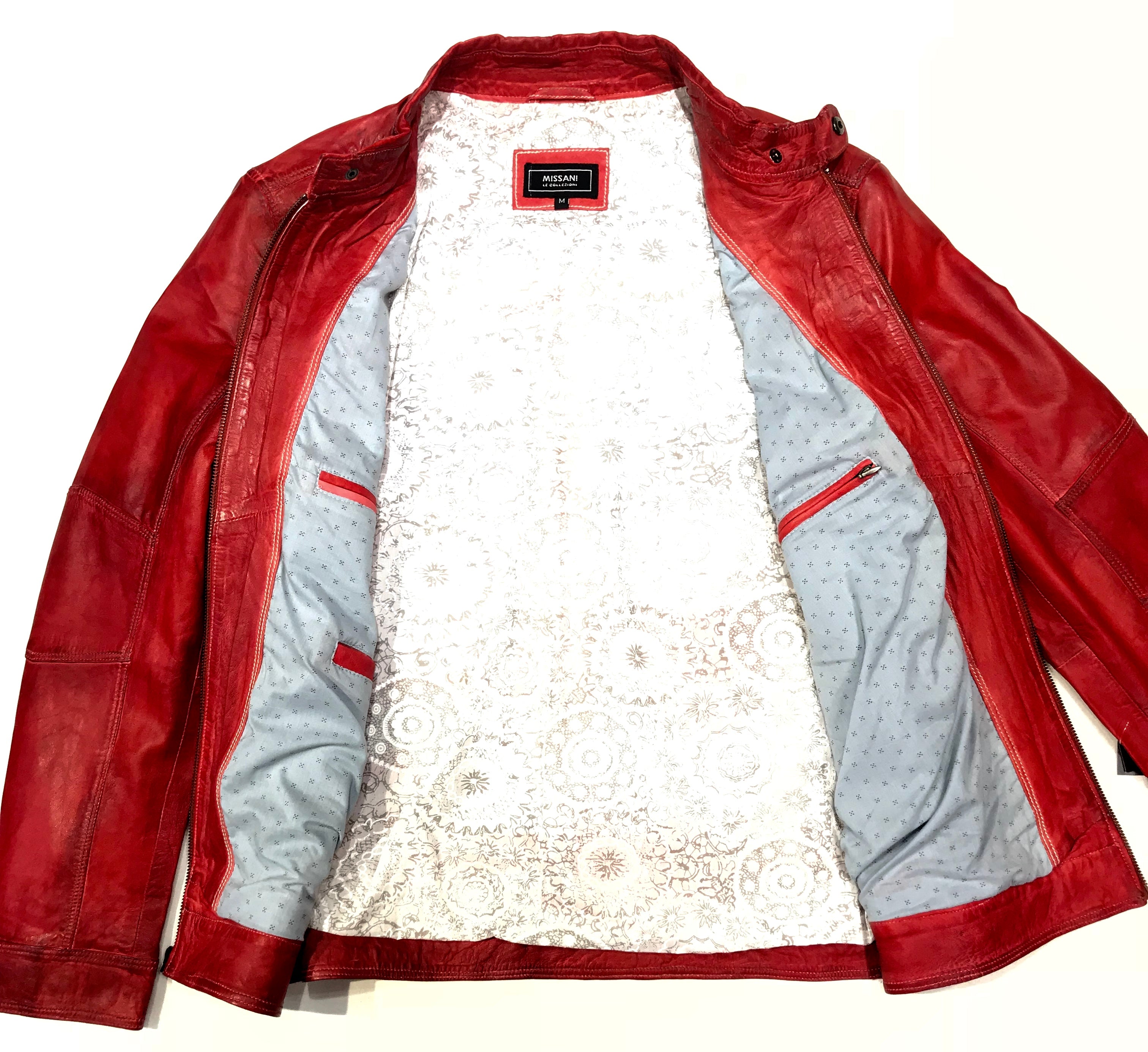 Missani Le Collezioni Men's Red Lambskin Leather Jacket - Dudes Boutique