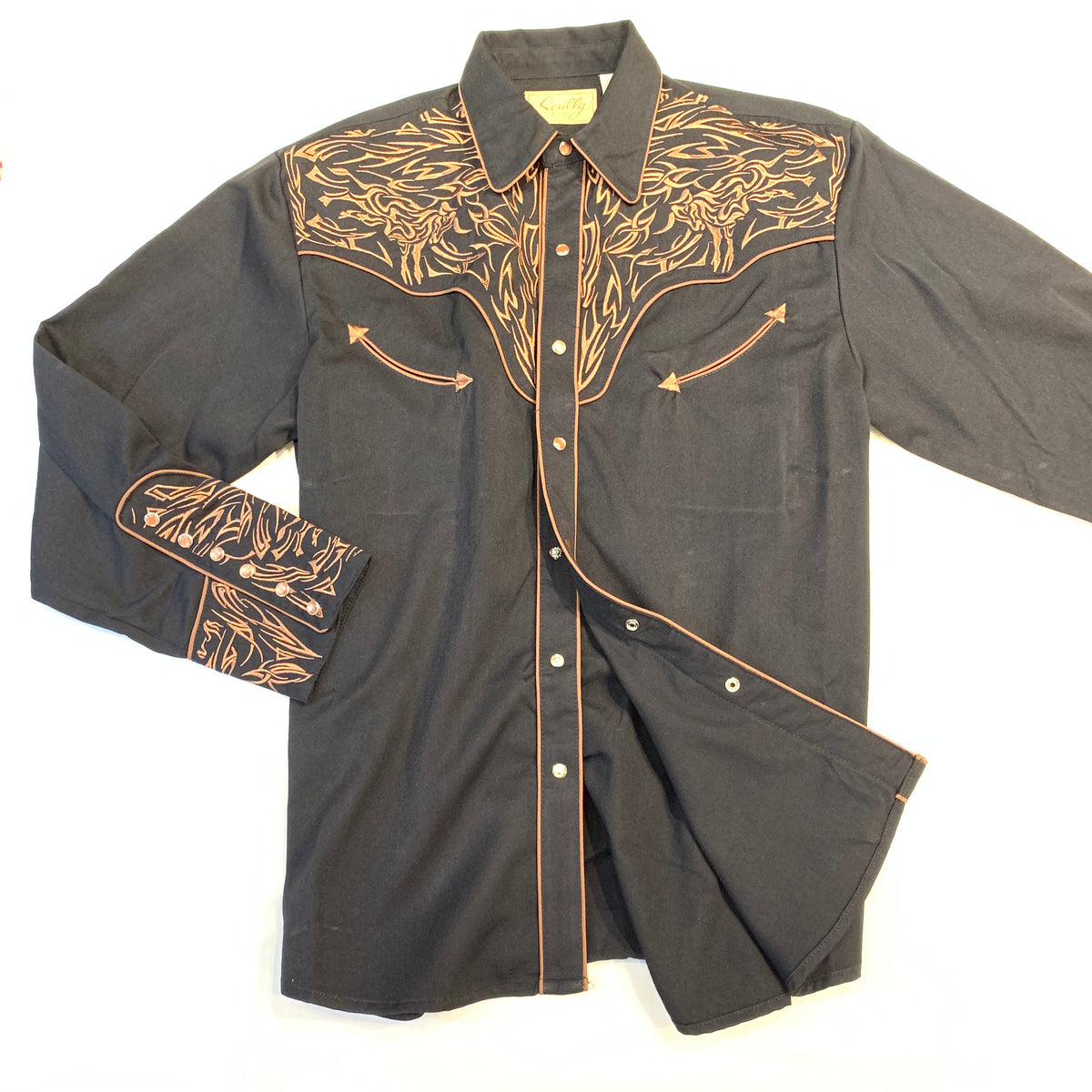 Scully Western Longhorn Bull Long Sleeve Shirt - Dudes Boutique