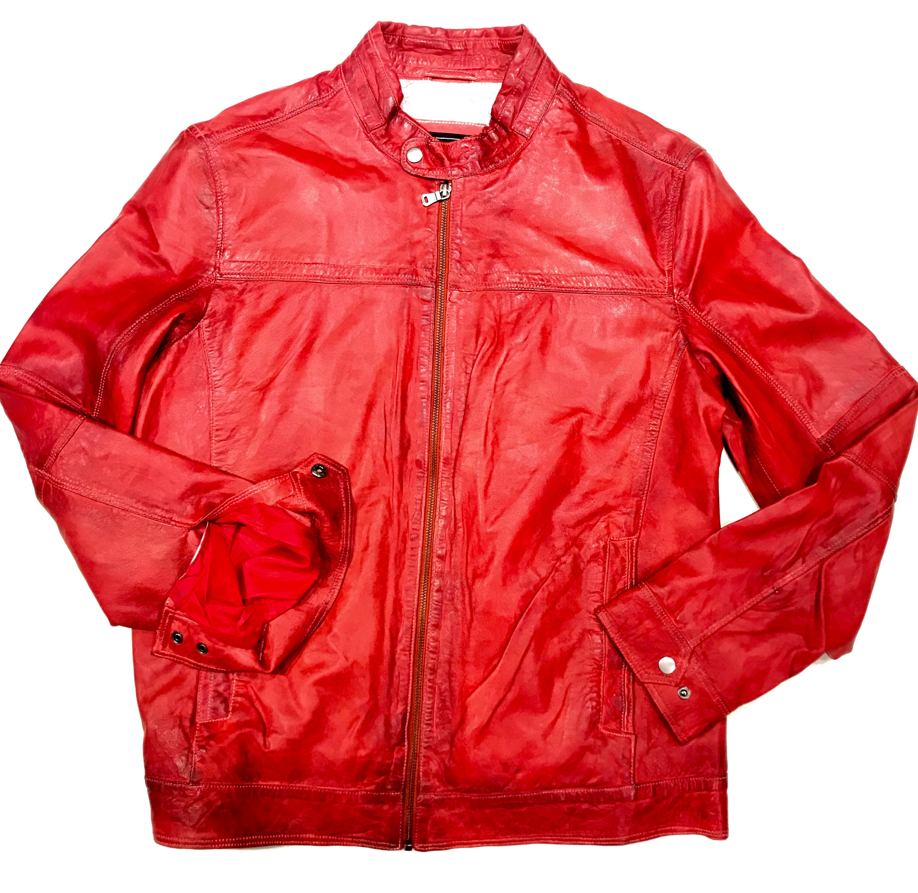 Missani Le Collezioni Men's Red Lambskin Leather Jacket - Dudes Boutique