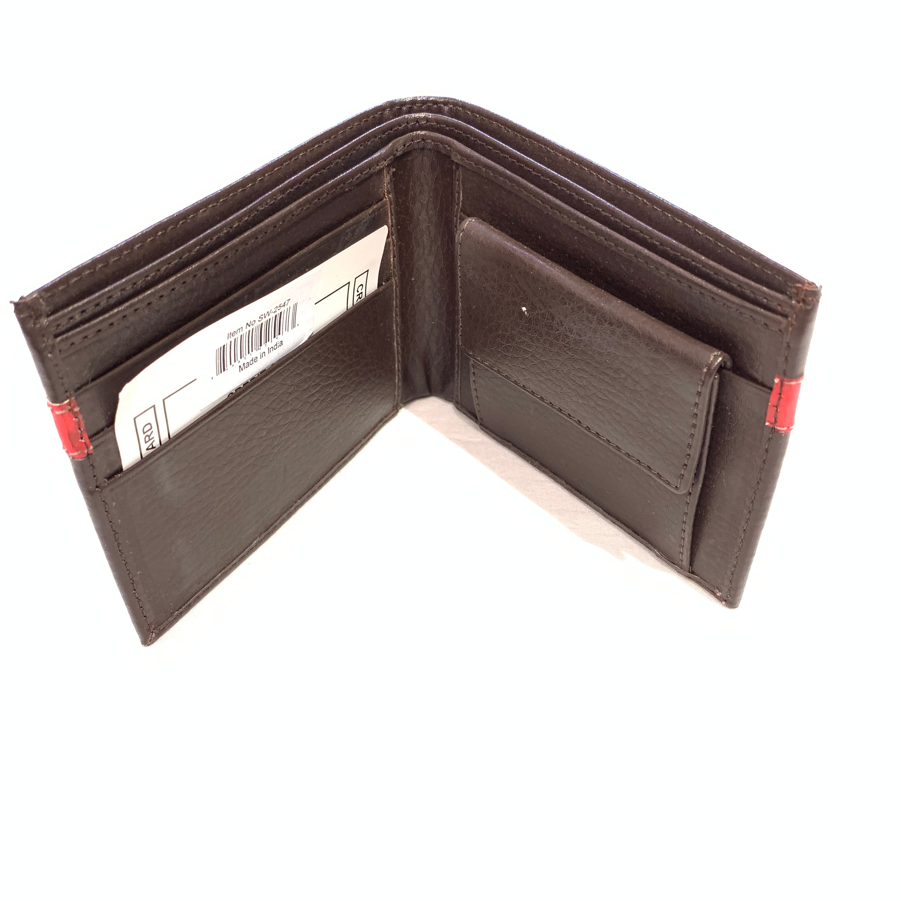 Ace Red Stripe Leather Bi-fold Wallet - Dudes Boutique