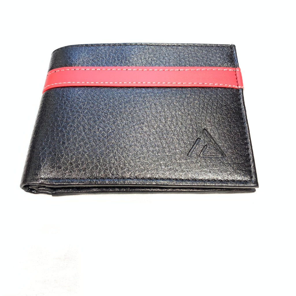 Ace Red Stripe Leather Bi-fold Wallet - Dudes Boutique