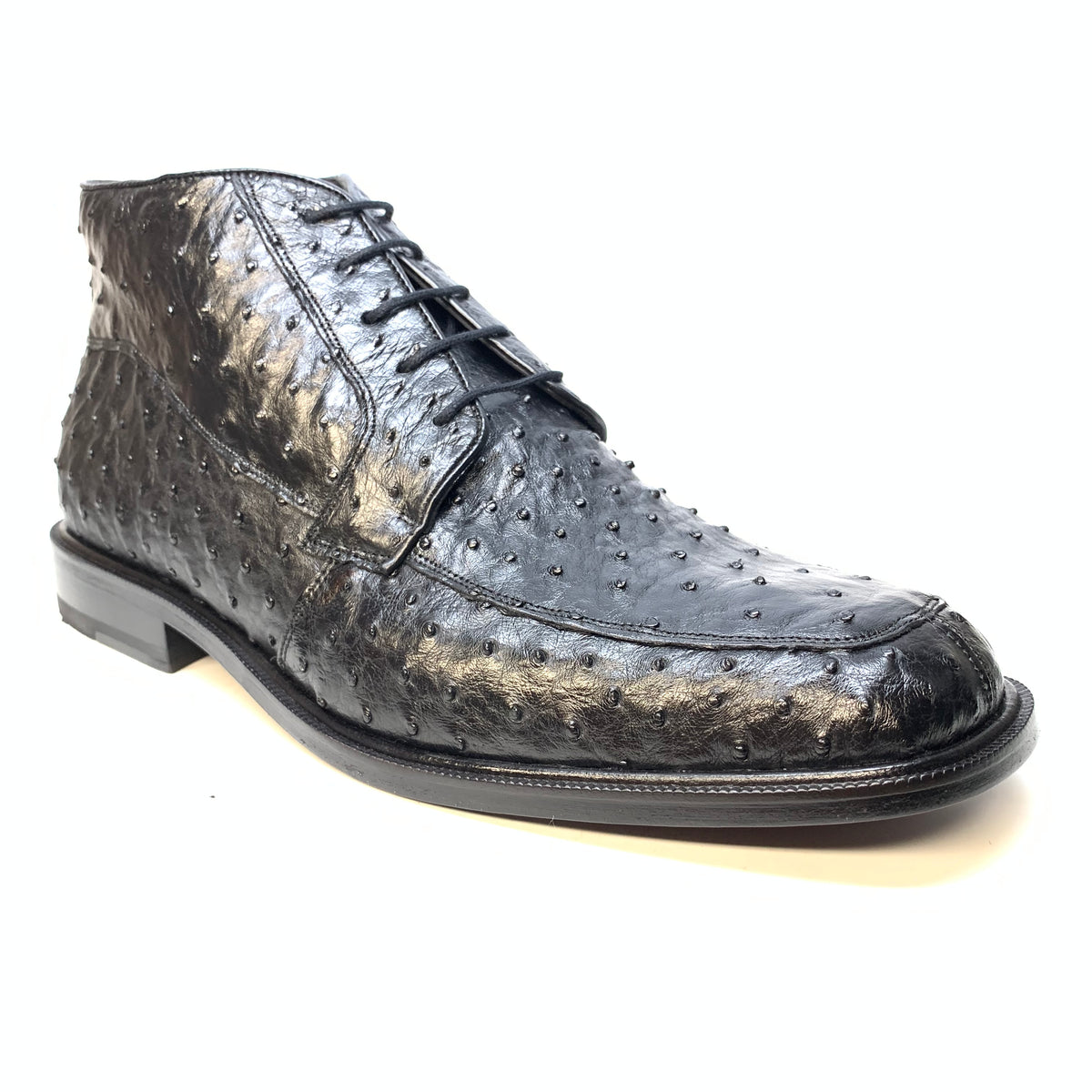 Los Altos Black Ostrich Quill Dress Ankle Boots - Dudes Boutique