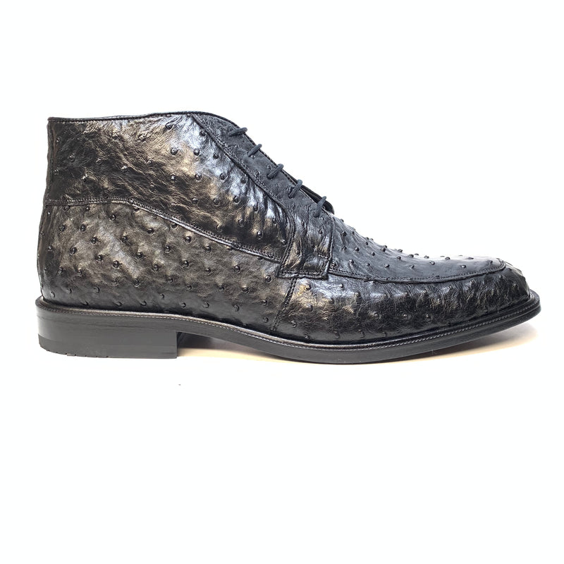 Los Altos Black Ostrich Quill Dress Ankle Boots - Dudes Boutique