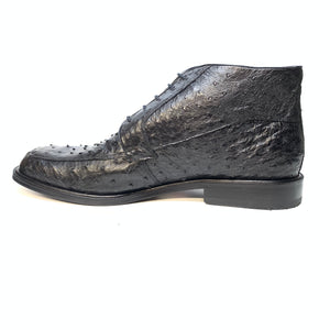 Los Altos Black Ostrich Quill Dress Ankle Boots - Dudes Boutique