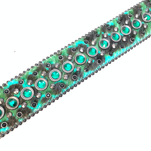 b.b. Simon Wild Emerald Pony Hair Crystal Belt - Dudes Boutique