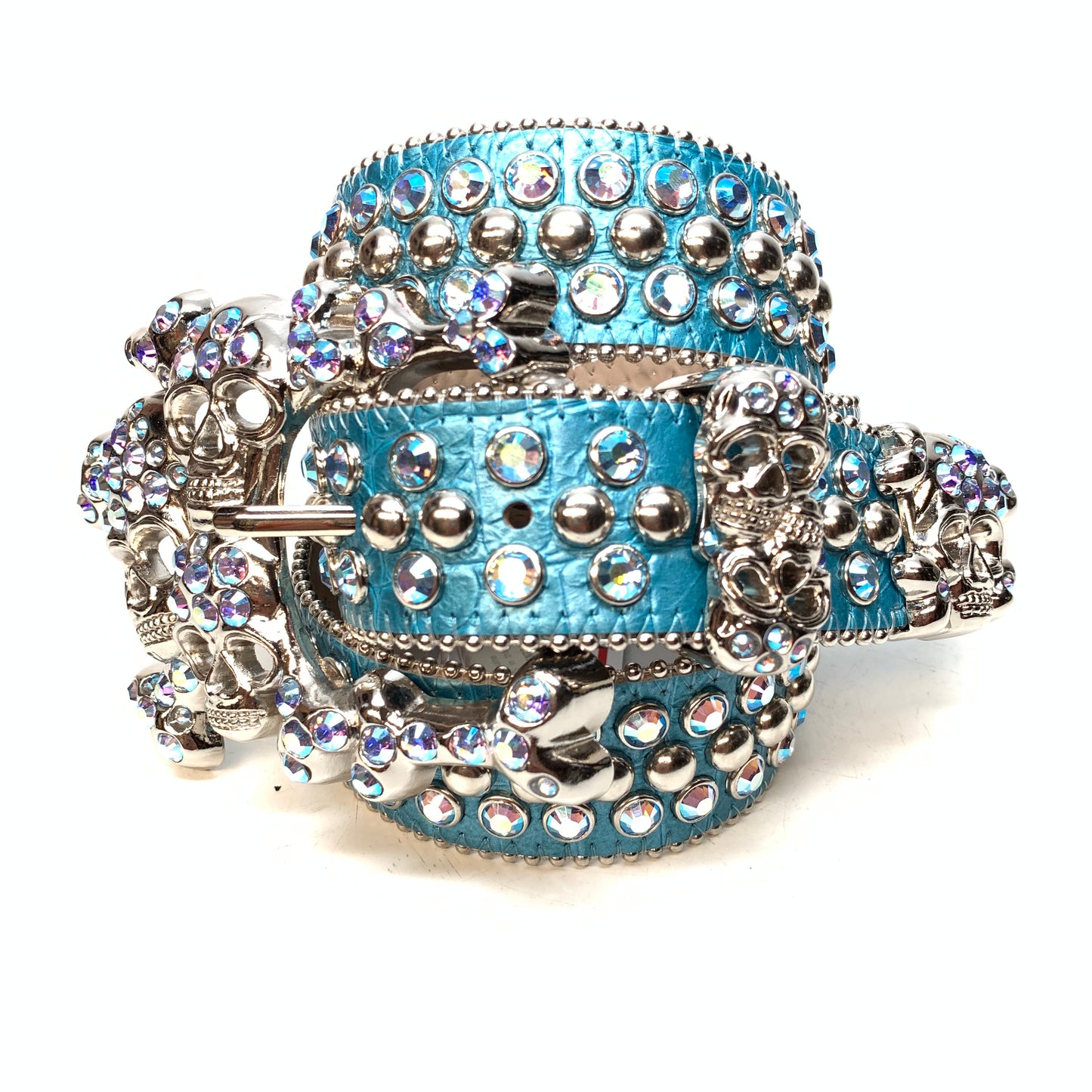 b.b. Simon Skull Ultramarine Blue Double Row Belt - Dudes Boutique
