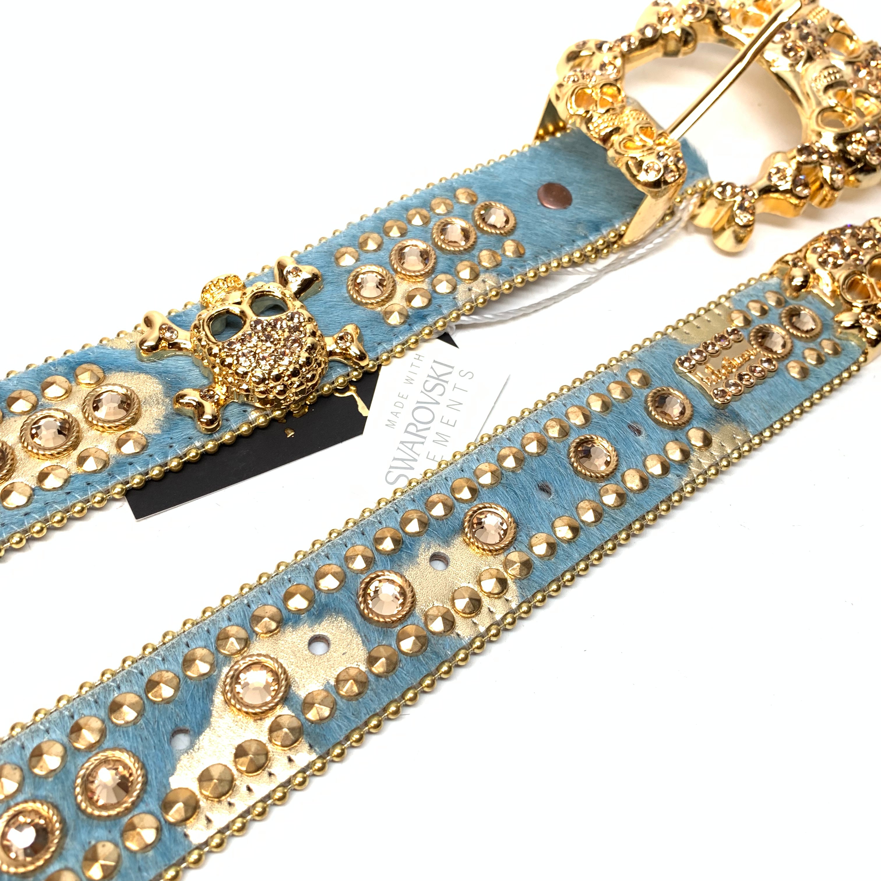 b.b. Simon Sky Skull Pony Hair Belt - Dudes Boutique