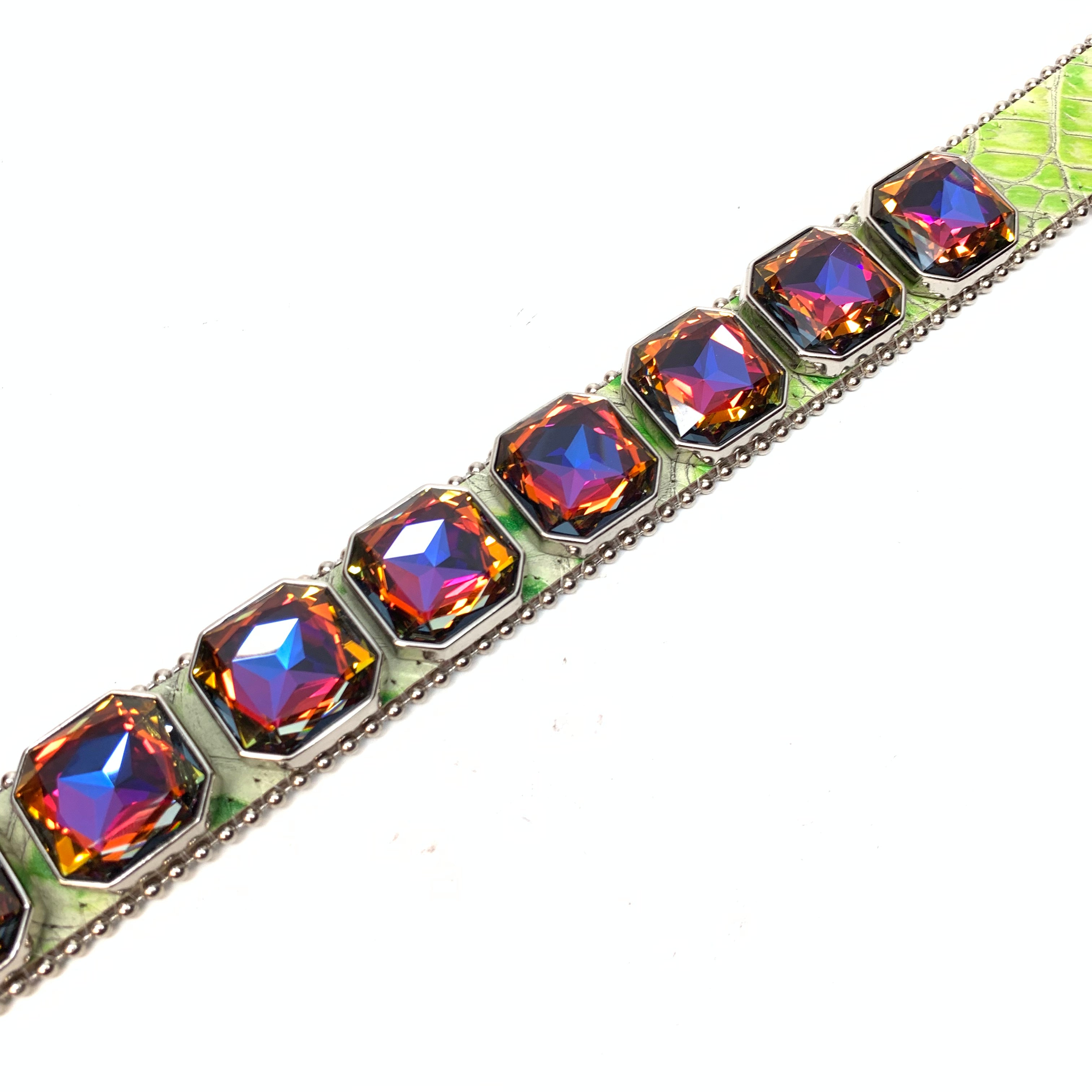 b.b. Simon Lime Monster Two Tone Big Block Swarovski Crystal Belt - Dudes Boutique